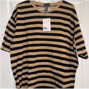 H&M Black and Tan Striped Top